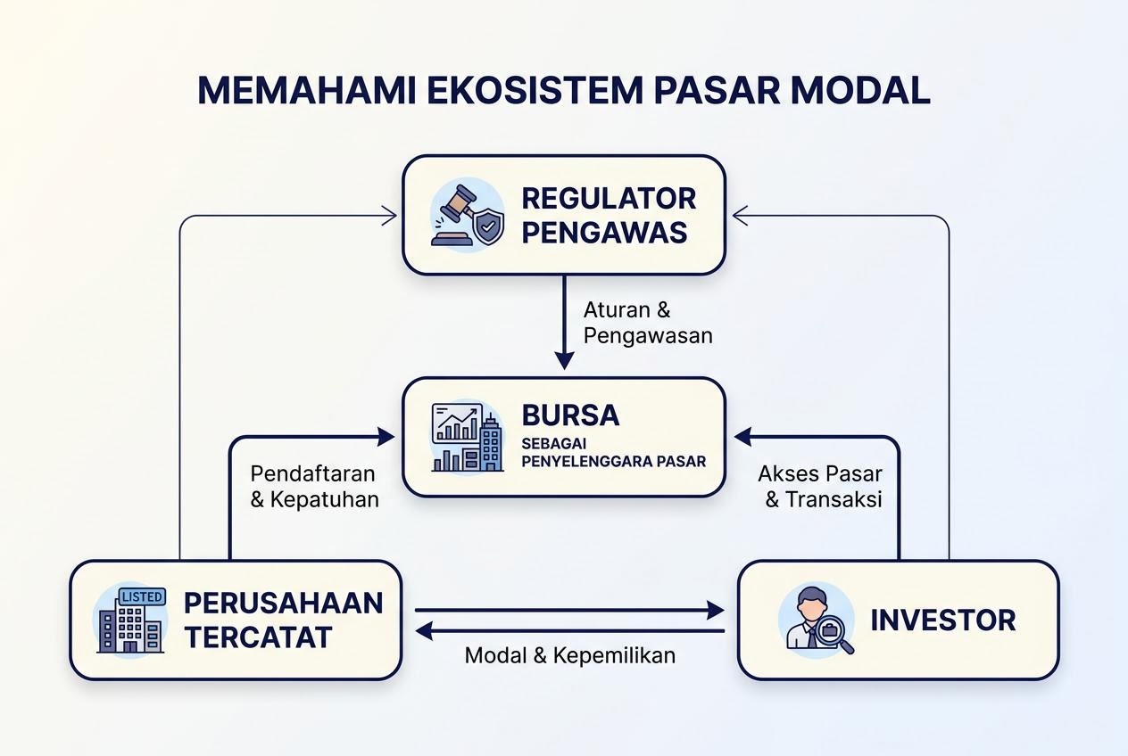 Ilustrasi ekosistem pasar modal Indonesia