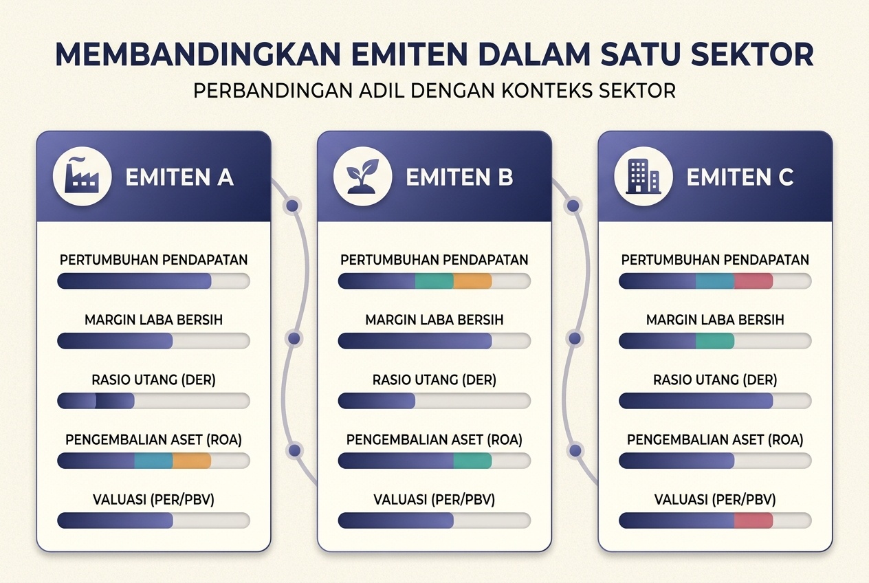 Ilustrasi membandingkan beberapa emiten dalam satu sektor