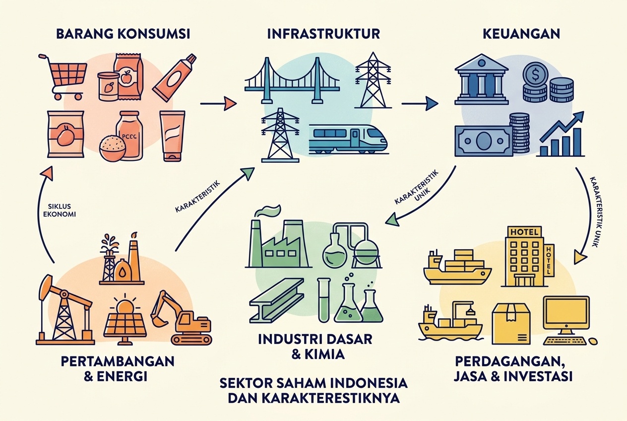 Ilustrasi klasifikasi sektor saham di Indonesia